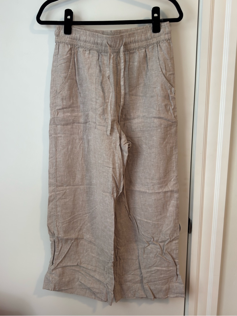 Cynthia Rowley Linen Wide-Leg Pants in Light Taupe